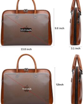 Laptop Messenger shoulder bag: Genuine Leather work Briefcase 13.3 15.6 inch designer handbag