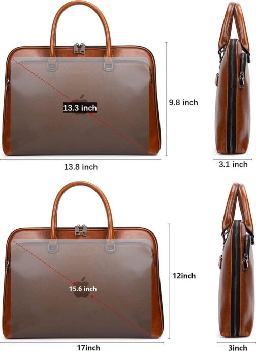 Laptop Messenger shoulder bag: Genuine Leather work Briefcase 13.3 15.6 inch designer handbag - Image 2