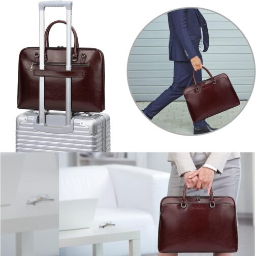 Laptop Messenger shoulder bag: Genuine Leather work Briefcase 13.3 15.6 inch designer handbag - Image 5