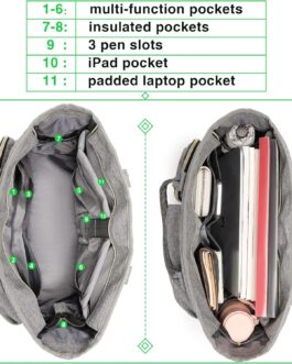 Laptop Tote Bag, Middle Size Computer Messenger Teacher Bag with 15.6” Padded Laptop Sleeve