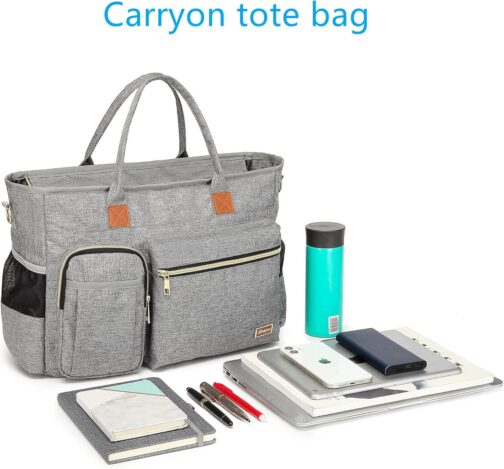 Laptop Tote Bag, Middle Size Computer Messenger Teacher Bag with 15.6'' Padded Laptop Sleeve - Image 6