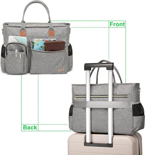 Laptop Tote Bag, Middle Size Computer Messenger Teacher Bag with 15.6'' Padded Laptop Sleeve - Image 5