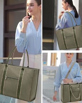 Laptop Tote Bag for Women Work 15.6 inch Canvas Shoulder Bags Computer Messenger Purse Teacher Handbag Office Briefcase