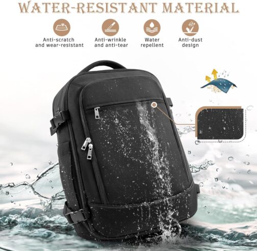 Large Backpack for Men Women, Travel Backpack Flight-approved Personal Item Size, 40L Carry on Backpack Casual Daypack, Black - Image 5
