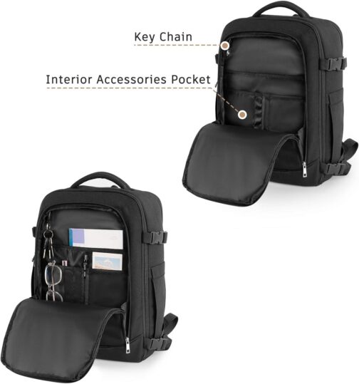 Large Backpack for Men Women, Travel Backpack Flight-approved Personal Item Size, 40L Carry on Backpack Casual Daypack, Black - Image 7
