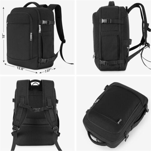 Large Backpack for Men Women, Travel Backpack Flight-approved Personal Item Size, 40L Carry on Backpack Casual Daypack, Black - Image 3