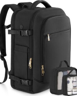 Large Backpack for Men Women, Travel Backpack Flight-approved Personal Item Size, 40L Carry on Backpack Casual Daypack, Black