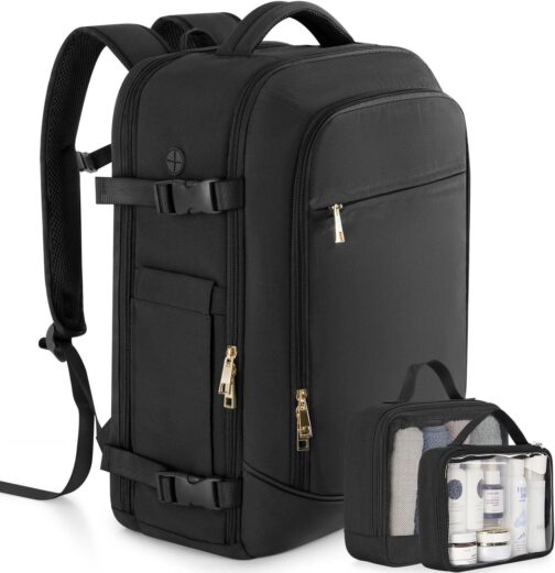 Large Backpack for Men Women, Travel Backpack Flight-approved Personal Item Size, 40L Carry on Backpack Casual Daypack, Black