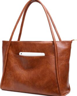 Large Tote Bag for Women Work with Zipper 16L Vegan Leather Ladies Travel Purses and Handbags