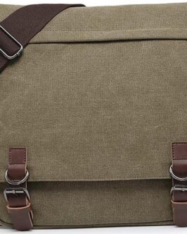 Large Vintage Canvas Messenger Bag for 15" Laptop, Travel Crossbody Briefcase
