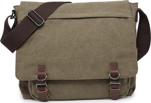 Large Vintage Canvas Messenger Bag for 15" Laptop, Travel Crossbody Briefcase