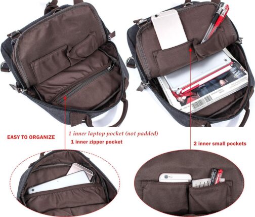 Leaper Canvas Crossbody Messenger Bag for Men and Women, Black, Large - Image 5