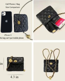Leather Chain Belt Bag for Women Black Crossbody Waist Purse Fanny Pack Fashion Evening Clutch Mini Handbag Detachable