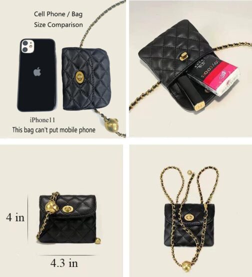 Leather Chain Belt Bag for Women Black Crossbody Waist Purse Fanny Pack Fashion Evening Clutch Mini Handbag Detachable - Image 2