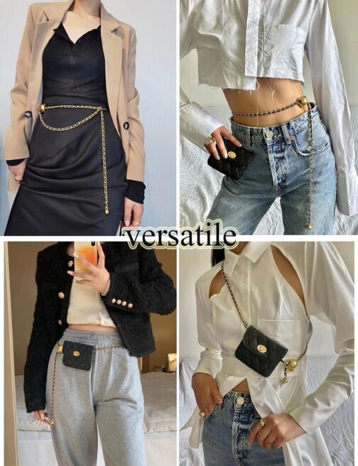 Leather Chain Belt Bag for Women Black Crossbody Waist Purse Fanny Pack Fashion Evening Clutch Mini Handbag Detachable - Image 8