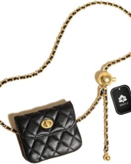 Leather Chain Belt Bag for Women Black Crossbody Waist Purse Fanny Pack Fashion Evening Clutch Mini Handbag Detachable