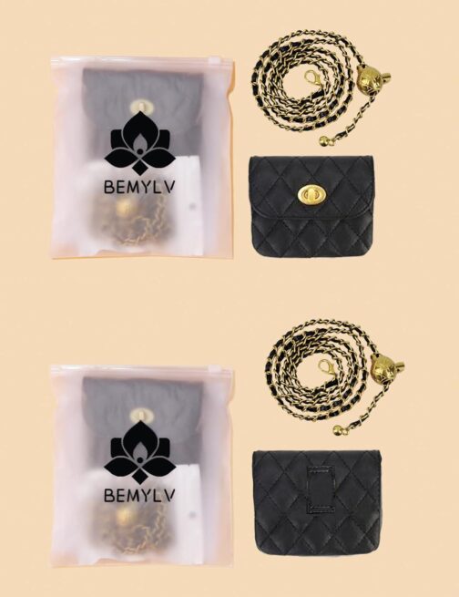 Leather Chain Belt Bag for Women Black Crossbody Waist Purse Fanny Pack Fashion Evening Clutch Mini Handbag Detachable - Image 6