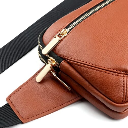 Leather Fanny Packs for Women Fashionable Plus Size Black Fanny Pack for Men Cute Crossbody Bags Belt Bag Waist Pack With Large Capacity Casual Hip Bum Bag for Disney Travel Running Hiking Pink Brown - Image 2