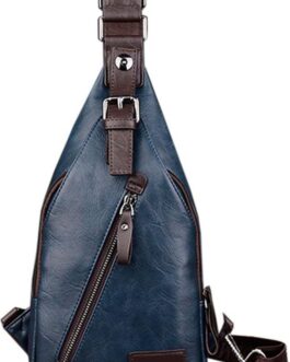 Leather Sling Bag Crossbody Backpack Daypack for Men Women Outdoor Travel Camping Fishing Hunting Hiking Crossbody Shoulder Chest Pack
