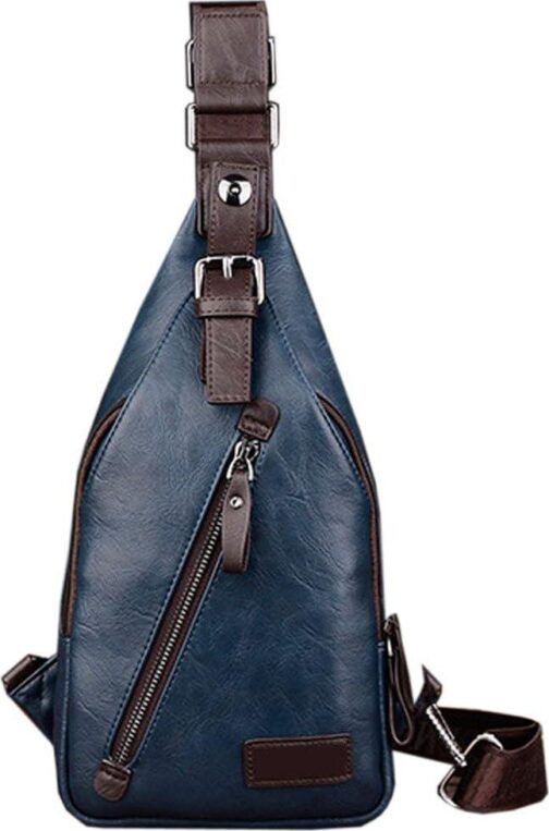 Leather Sling Bag Crossbody Backpack Daypack for Men Women Outdoor Travel Camping Fishing Hunting Hiking Crossbody Shoulder Chest Pack - Image 2