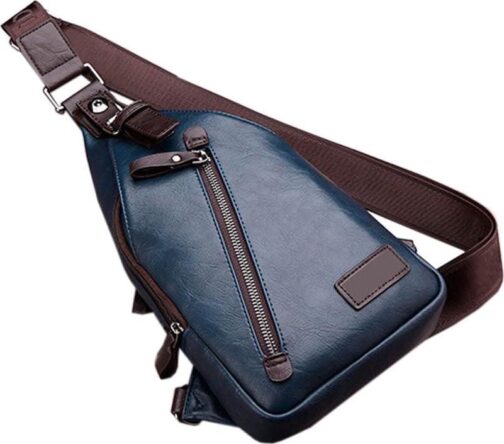 Leather Sling Bag Crossbody Backpack Daypack for Men Women Outdoor Travel Camping Fishing Hunting Hiking Crossbody Shoulder Chest Pack - Image 3