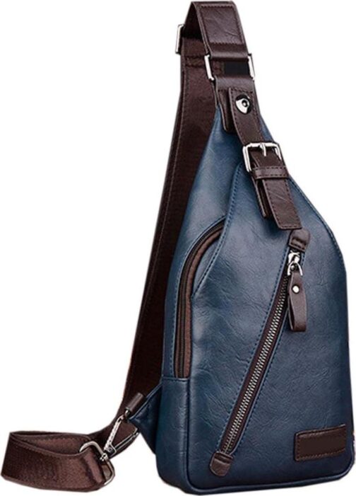 Leather Sling Bag Crossbody Backpack Daypack for Men Women Outdoor Travel Camping Fishing Hunting Hiking Crossbody Shoulder Chest Pack