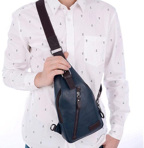 Leather Sling Bag Crossbody Backpack Daypack for Men Women Outdoor Travel Camping Fishing Hunting Hiking Crossbody Shoulder Chest Pack - Image 6