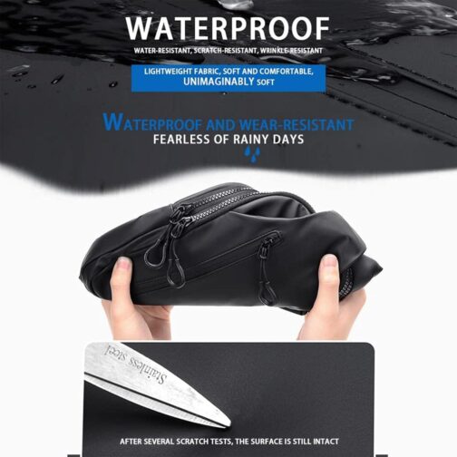 Leather Sling Bag for Women Men Crossbody Bag Waterproof Small Sling Backpack Lightweight Anti Theft Travel Bag - Image 3