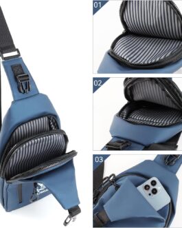 Leather Sling Bag for Women Men Crossbody Bag Waterproof Small Sling Backpack Lightweight Anti Theft Travel Bag