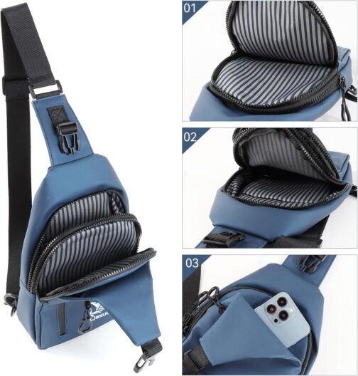 Leather Sling Bag for Women Men Crossbody Bag Waterproof Small Sling Backpack Lightweight Anti Theft Travel Bag - Image 2