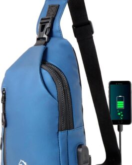 Leather Sling Bag for Women Men Crossbody Bag Waterproof Small Sling Backpack Lightweight Anti Theft Travel Bag