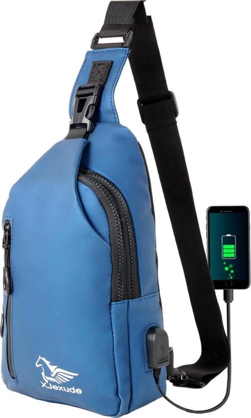 Leather Sling Bag for Women Men Crossbody Bag Waterproof Small Sling Backpack Lightweight Anti Theft Travel Bag