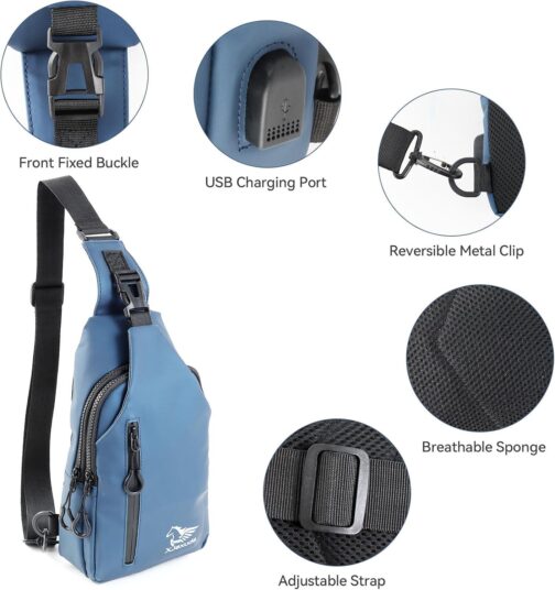 Leather Sling Bag for Women Men Crossbody Bag Waterproof Small Sling Backpack Lightweight Anti Theft Travel Bag - Image 5