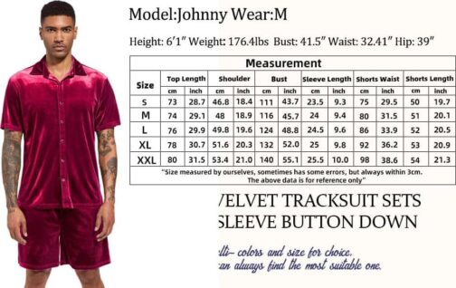 LecGee Men Summer Casual Short Sets Velvet Short Sleeve Button Down Shirt Elastic Waist Shorts 2 Piece Outfits Tracksuit - Image 6