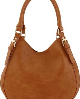Lightweight 3 Compartment Faux Leather Medium Hobo Bag
