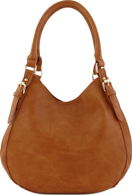 Lightweight 3 Compartment Faux Leather Medium Hobo Bag - Image 2