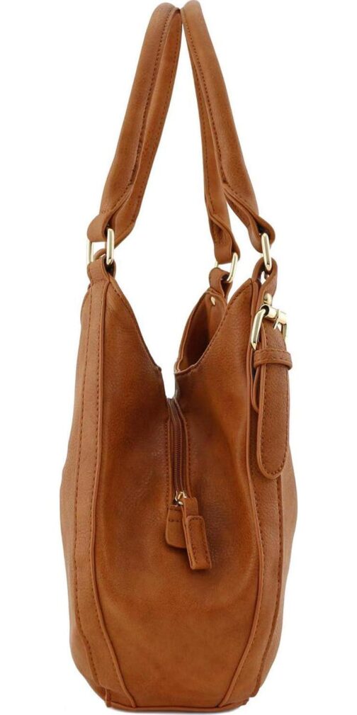 Lightweight 3 Compartment Faux Leather Medium Hobo Bag - Image 3
