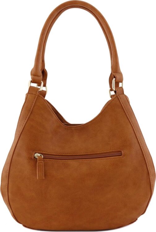 Lightweight 3 Compartment Faux Leather Medium Hobo Bag - Image 4