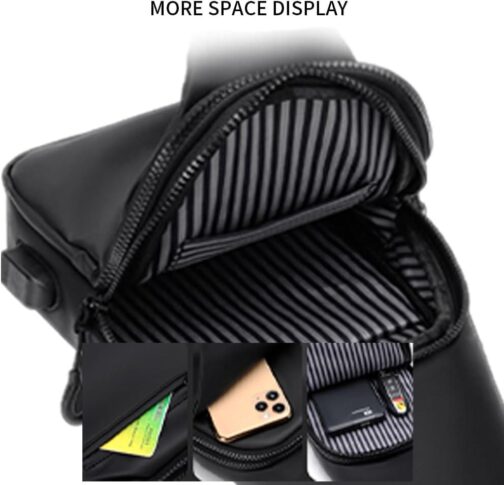 Lightweight Sling Bag Waterproof Crossbody Sling Backpack Small Chest Shoulder Backpack for Men Women(black) - Image 4