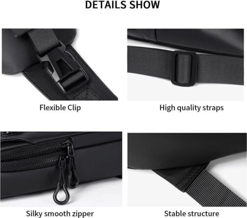 Lightweight Sling Bag Waterproof Crossbody Sling Backpack Small Chest Shoulder Backpack for Men Women(black) - Image 5