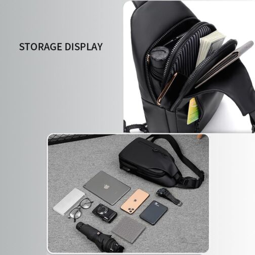 Lightweight Sling Bag Waterproof Crossbody Sling Backpack Small Chest Shoulder Backpack for Men Women(black) - Image 3