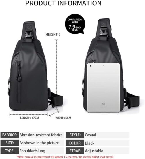 Lightweight Sling Bag Waterproof Crossbody Sling Backpack Small Chest Shoulder Backpack for Men Women(black) - Image 2