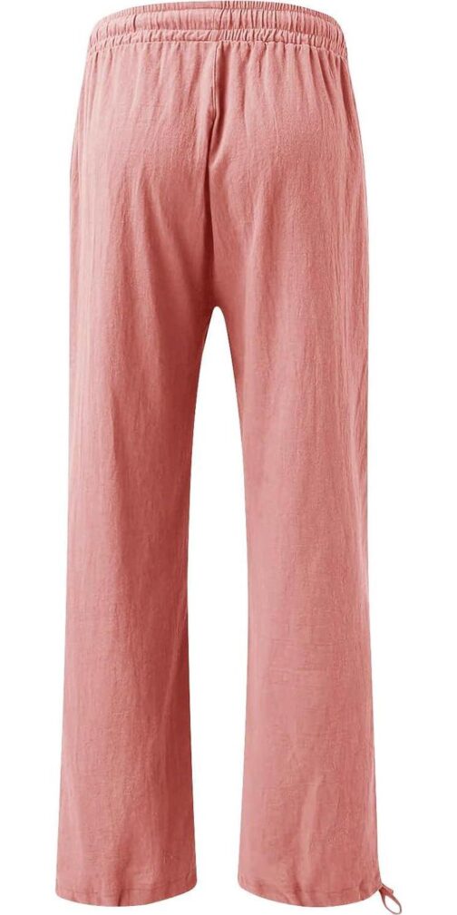 Linen Pants Women Comfy Flowy Wide Leg Pants Trousers Summer High Waisted Beach Palazzo Pants with Pockets 2024 - Image 3