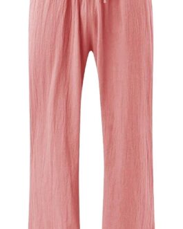 Linen Pants Women Comfy Flowy Wide Leg Pants Trousers Summer High Waisted Beach Palazzo Pants with Pockets 2024