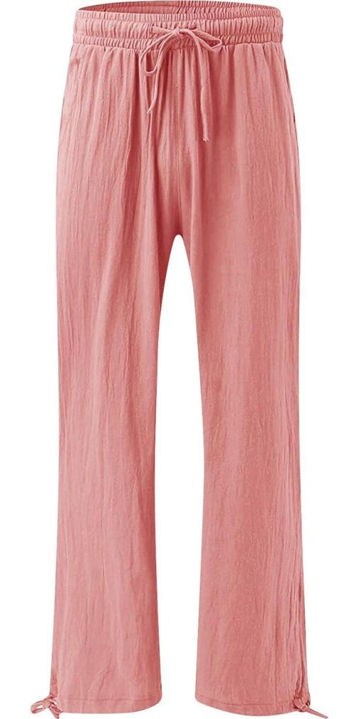 Linen Pants Women Comfy Flowy Wide Leg Pants Trousers Summer High Waisted Beach Palazzo Pants with Pockets 2024 - Image 2