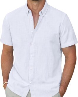 Linen Shirts for Men Short Sleeve Linen Button Down Shirts Hawaiian Shirt for Men Beach Shirts Summer Shirts