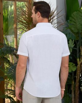Linen Shirts for Men Short Sleeve Linen Button Down Shirts Hawaiian Shirt for Men Beach Shirts Summer Shirts