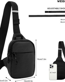 Long Keeper Mini Sling Bag – Men Women Small Waterproof Crossbody Bag Casual Phone Chest Bag for Travelling Hiking
