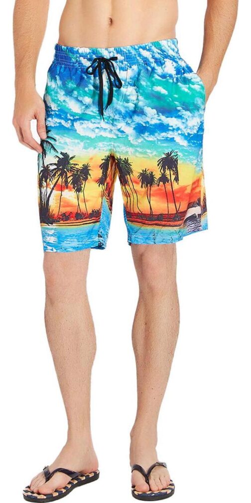 Loveternal Mens Swim Trunks Quick Dry Printed Beach Shorts Summer Boardshorts with Mesh Lining - Image 2