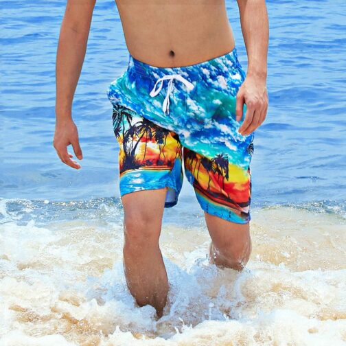 Loveternal Mens Swim Trunks Quick Dry Printed Beach Shorts Summer Boardshorts with Mesh Lining - Image 7